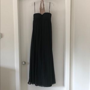 Black Maxi Dress with Pearl and Diamond Neck